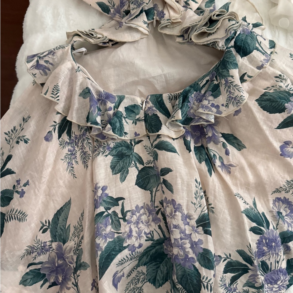 Zimmermann Cream and Purple Floral Backless Dress - Picture 6 of 6